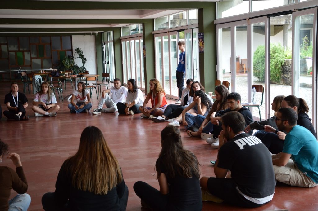 Young people in a non-formal learning circle during an Erasmus+ training course