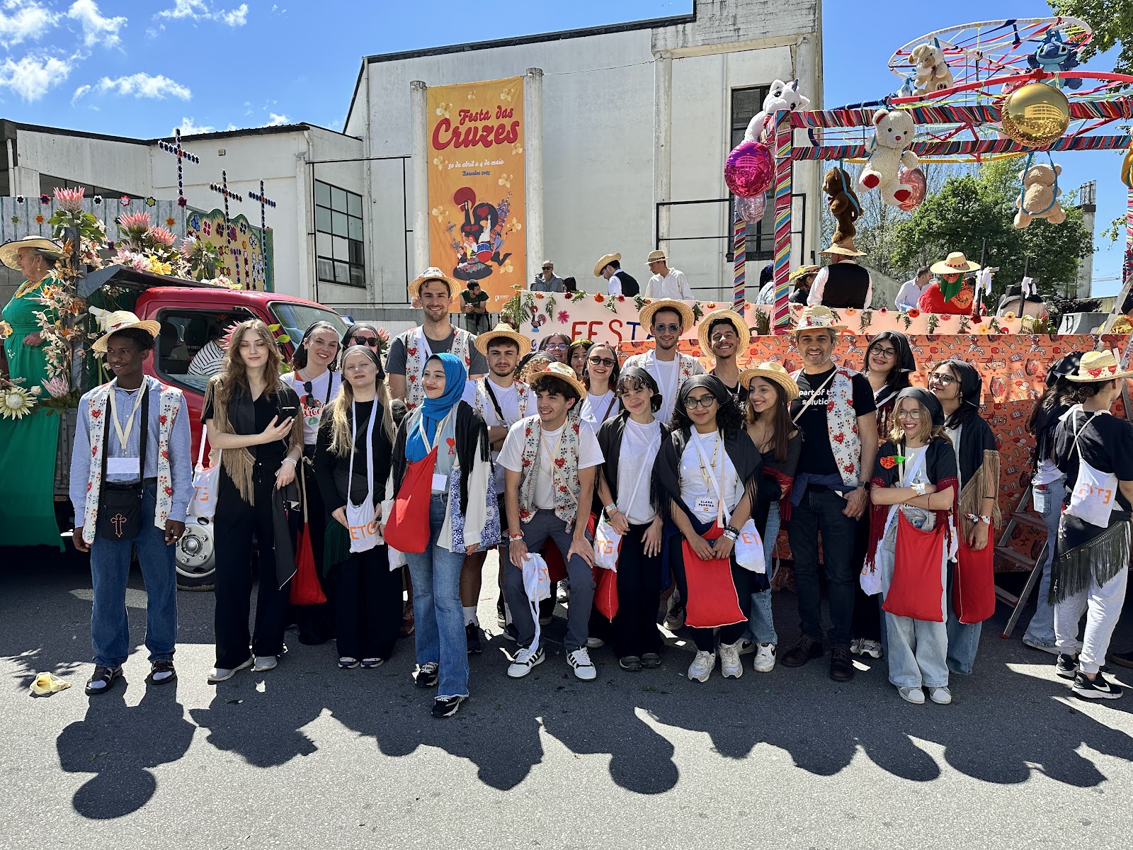 IAFA's international volunteers in traditional Barcelos costume at the Festa das Cruzes